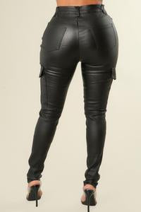 Pleather Cargo High Waist Skinny Pant
